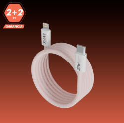AVAX CB611P MAGNETY 27W USB-C - LIGHTNING mágneses gyorstöltő kábel, fonott 1m, rózsaszín (CB611P)