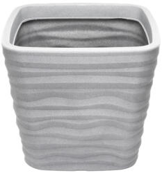 Szögletes virágkaspó hullámos - beton, 38 cm (58)