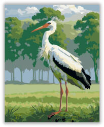  Fehér Gólya a Reggeli Mezőn - számfestő készlet