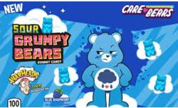 Warheads Sour Grumpy Bears Blue Raspberry málna ízű savanyú gumicukor 99g - candyzone