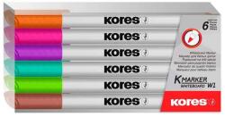 Kores Tábla- és flipchart marker készlet, 1-3 mm kúpos, KORES "K-Marker W1", 6 különböző szín (IK22846) - tintasziget