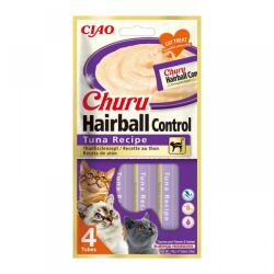 Inaba Foods 6 x Ciao Churu Hairball Control Recompensa Cremoasa cu Ton, 4 x 14 g