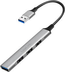 LogiLink HUB extern LOGILINK, porturi USB-A 3.0 x 1 + USB-A 2.0 x 3, conectare prin USB-A, aluminiu, supratensiune (UA0391)