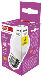 EMOS ZQ6E23, LED izzó Classic Mini Globe / E27 / 4, 2 W (40 W) / 470 lm / Természetes fehér (ZQ6E23)