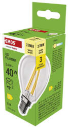 EMOS ZF1D22, LED izzó Filament Mini Globe / E14 / 3, 4 W (40 W) / 470 lm / Meleg fehér (ZF1D22)