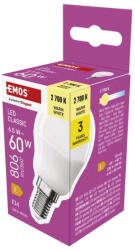 EMOS ZQ1E41, LED izzó Classic Mini Globe / E14 / 6, 5 W (60 W) / 806 lm / Meleg fehér (ZQ1E41)