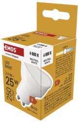 EMOS ZL8F03, LED izzó Basic MR16 / GU10 / 2, 9 W (25 W) / 250 lm / Természetes fehér (ZL8F03)