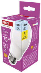 EMOS ZQ5E54, LED izzó Classic A60 / E27 / 9, 5 W (75 W) / 1055 lm / Hideg fehér (ZQ5E54)