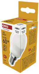 EMOS EMOS ZL1F48, LED izzó Basic MINI GLOBE E14 / 8, 8 W (60 W) / 806 lm / Természetes fehér (ZL1F48)