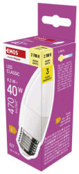 EMOS ZQ4E21, LED izzó Classic gyertya / E27 / 4, 2 W (40 W) / 470 lm / Meleg fehér (ZQ4E21)
