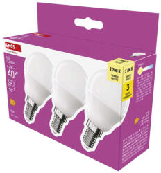 EMOS ZQ1E21-3, LED izzó Classic Mini Globe / E14 / 4, 2 W (40 W) / 470 lm / Meleg fehér (ZQ1E21-3)