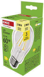 EMOS ZF5D42, LED izzó Filament A60 / E27 / 5, 9 W (60 W) / 806 lm / Meleg fehér (ZF5D42)