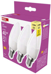 EMOS ZQ3E21-3, LED izzó Classic gyertya / E14 / 4, 2 W (40 W) / 470 lm / Meleg fehér (ZQ3E21-3)