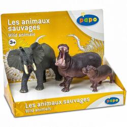 Papo Set figurine Papo - Animale salbatice, Elefant si Hipopotam cu pui Figurina