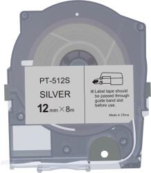 Utángyártott Max LM-512S, 12mm x 8m, ezüst utángyártott szalag (LM-TP512S)
