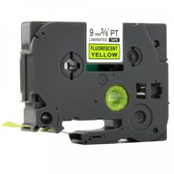 Utángyártott Brother TZ-C21/TZe-C21, rikítós 9mm x 8m, fekete nyomtatás/sárga alapon, kompatibilis szalag (TZeC21)