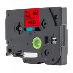 Utángyártott Brother TZ-FX421 / TZe-FX421, 9mm x 8m, flexi, fekete nyomtatás / piros alapon, kompatibilis szalag (TZe-FX421)