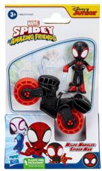 Spiderman Set motocicleta si figurina Marvel Spidey and his Amazing Friends - Miles Morales, 6 cm Figurina