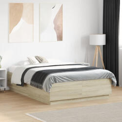 vidaXL sonoma tölgy színű szerelt fa ágykeret LED-del 140 x 190 cm (3209641) - pepita