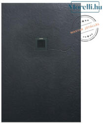 AREZZO design SOLIDSoft zuhanytálca 140x70 cm, ANTRACIT, színazonos lefolyóval (2 doboz) (70140A)