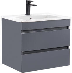 Leziter Cube 60 alsó fürdőszobabútor kerámia mosdóval 2 fiókos antracit szürke (CUBE60AG)