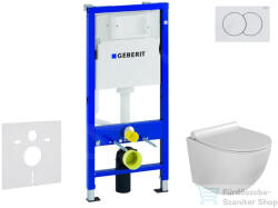 Geberit Duofix falra szerelhető WC szett, Kielle Gaia kompakt WC és softclose ülőkével, Geberit Delta01 fehér nyomólappal SANI11CA3112 (SANI11CA3112)