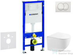 Geberit Duofix falra szerelhető WC szett, Kielle Gaia kompakt WC és softclose ülőkével, Geberit Delta Zero fehér nyomólappal SANI11CA3150 (SANI11CA3150)