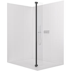 Cerano - Kiegészítő panel Onyx zuhanyparavánhoz - matt fekete, átlátszó üveg - 40x200 cm, CER-CER-537355 (CER-CER-537355)