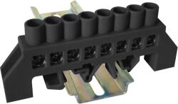 Tracon Szigetelt földelősín (N/PE), fekete, 230/400VAC, 100A, 8×12mm, 8P, IP20 (NPE-BK8-8) (NPE-BK8-8)