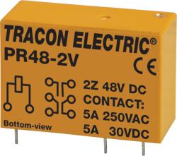 TRACON Print relé, 48V DC / 2xCO (5A, 230V AC / 30V DC) (PR48-2V) (PR48-2V)