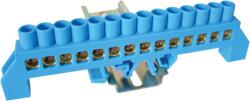 Tracon Szigetelt földelősín (N/PE), kék, 230/400VAC, 100A, 8×12mm, 14P, IP20 (NPE-B8-14) (NPE-B8-14)