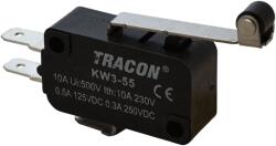 TRACON Helyzetkapcsoló, mikro, karos-görgős, 1xCO 10A/230VAC, 0, 3A/250VDC, 28mm, 4, 8x0, 5 mm, IP00 (KW3-55) (KW3-55)