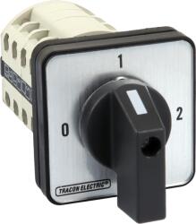 TRACON Választókapcsoló, 0-1-2, 400V, 50Hz, 63A, 2×4P, 18, 5kW, 64×64mm, 90° (TKB-639/4) (TKB-639/4)