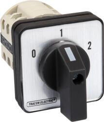 TRACON Választókapcsoló, 0-1-2, 400V, 50Hz, 63A, 2×3P, 18, 5kW, 64×64mm, 90° (TKB-636/3) (TKB-636/3)