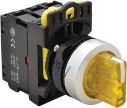 Tracon Világítókaros kapcsoló, sárga, LED, háromállású, rugóvissza, 1×NO+1×NC, 5A/230V AC-15, IP65, LED 230V AC/DC (NYK3-SL34Y) (NYK3-SL34Y)