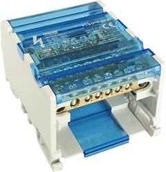 Tracon Moduláris elosztóblokk nyitható fedéllel, 1×16(10) mm2 / 5×10(6) mm2, 500VAC/DC, 80A (FLSO16-4P6) (FLSO16-4P6)
