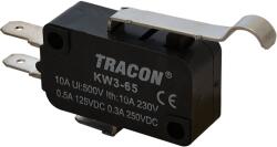 TRACON Helyzetkapcsoló, mikro, íves-rugószár, 1xCO 10A/230VAC, 0, 3A/250VDC, 28mm, 4, 8x0, 5 mm, IP00 (KW3-65) (KW3-65)