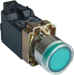 Tracon Világító nyomógomb, fémalap, trafóval, zöld, glim, izzó nélk, 1×NO, 3A/400V AC, 6V, IP42 (NYGBW3351Z) (NYGBW3351Z)