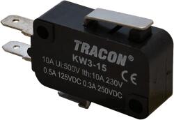 TRACON Helyzetkapcsoló, mikro, rugószáras, 1×CO 10A/230VAC, 0, 3A/250VDC, 15mm, 4, 8x0, 5 mm, IP00 (KW3-15) (KW3-15)