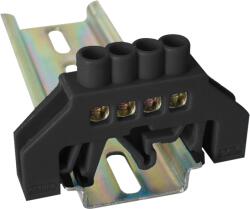 Tracon Szigetelt földelősín (N/PE), fekete, 230/400VAC, 63A, 6×9mm, 4P, IP20 (NPE-BK6-4) (NPE-BK6-4)
