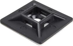 TRACON Öntapadós/csavarozható, 4oldalt fűzhető kötegelő talp, fekete, 28x28mm, d=5, 7mm, PA6.6, 3M (TALP281) (TALP281)