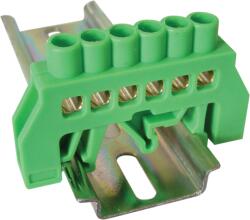 Tracon Szigetelt földelősín (N/PE), zöld, 230/400VAC, 100A, 8×12mm, 6P, IP20 (NPE-G8-6) (NPE-G8-6)