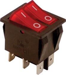 Tracon Készülékkapcsoló, BE-KI, 2-áramkör, piros, 0-I felirattal, 16(6)A, 250V AC (TES-43) (TES-43)