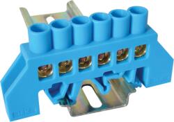Tracon Szigetelt földelősín (N/PE), kék, 230/400VAC, 100A, 8×12mm, 6P, IP20 (NPE-B8-6) (NPE-B8-6)