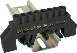 Tracon Szigetelt földelősín (N/PE), fekete, 230/400VAC, 63A, 6×9mm, 8P, IP20 (NPE-BK6-8) (NPE-BK6-8)