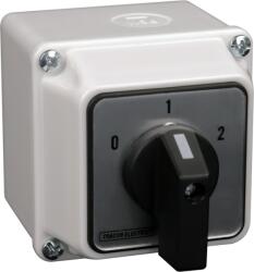 TRACON Tokozott választókapcsoló, 0-1-2, 400V, 50Hz, 20A, 2×3P, 5, 5kW, 48×48mm, 60°, IP44 (TKB-206/3T) (TKB-206/3T)