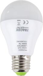 TRACON LED fényforrás beépített mozgásérzékelővel, E27, 110-240 V, 50/60 Hz, 7W, 600lm, 2700K, 360°, 60s, 5m, (LA60M7WW)