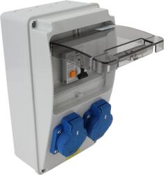 Tracon Csatlakozó doboz védelemmel, vezetékezett, készre szerelt, Prot. : RCBO, Out: 2×SCHUKO (TDB02-6MV) (TDB02-6MV)