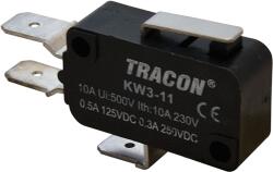 TRACON Helyzetkapcsoló, mikro, rugószáras, 1×CO 10A/230VAC, 0, 3A/250VDC, 15mm, 6, 3x0, 8 mm, IP00 (KW3-11) (KW3-11)