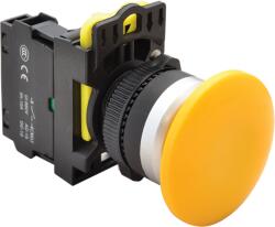 Tracon Gombafejű nyomógomb, sárga, 1×NO, 5A/230V AC-15, 40mm, IP65 (NYG3-MY) (NYG3-MY)
